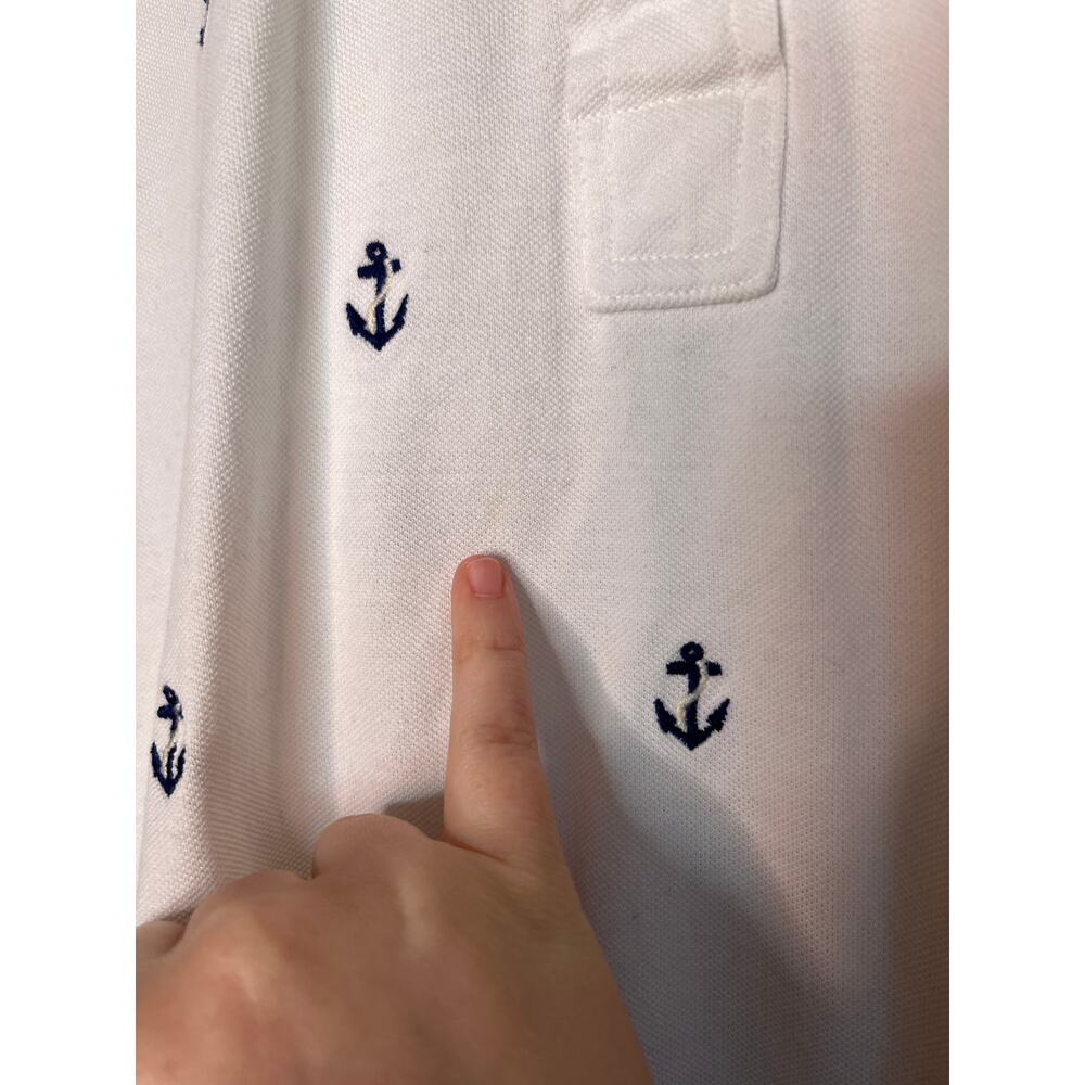 Ralph Lauren Blue White Knit Oxford Anchors Nautical Coastal Old Money Shirt XXL - Picture 3 of 5